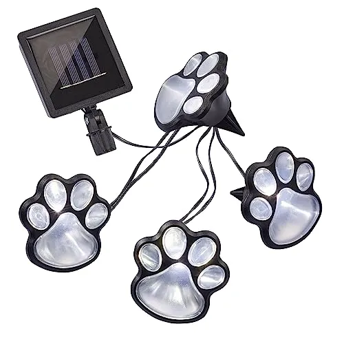 Solar Pfoten für außen, 4x Pfoten in warmweiß in schwarz von Hellum