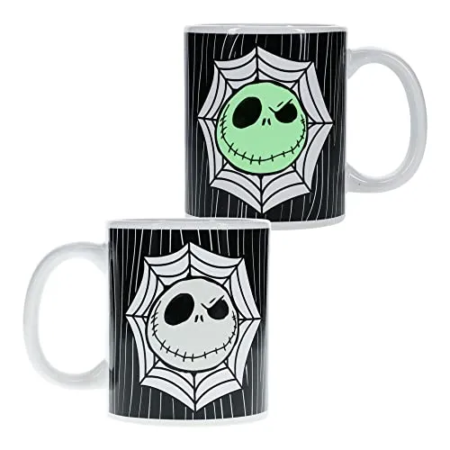 Jack Skellington Glow-in-the-Dark Becher - Offiziell lizenziertes Disney-Sammelgeschenk für Fans von Nightmare Before Christmas, Keramiktasse, 300 ml (10 fl oz), Schwarz