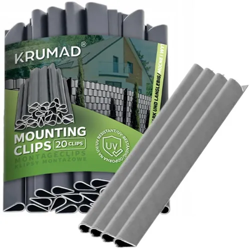 KRUMAD 20x Befestigungsclips Zaunband Hellgrau PVC Sichtschutz Wetterfest