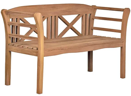 MR.DEKO Gartenbank Föhr Teak 120 cm - Sitzbänke - Witterungsbeständig und vielseitig einsetzbar, ideal für Garten und Innenräume, bietet Platz für zwei Personen und schafft eine gemütliche Atmosphäre.