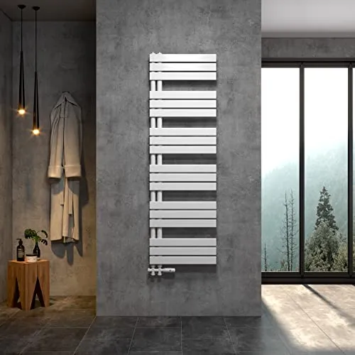 WITEN&NOCK RUCHI Badheizkörper 1600 x 500 mm - Designheizkörper mit Handtuchtrockner-Funktion, asymmetrisches Design für effizientes Trocknen von Handtüchern und gleichmäßige Wärmeverteilung im Badezimmer.