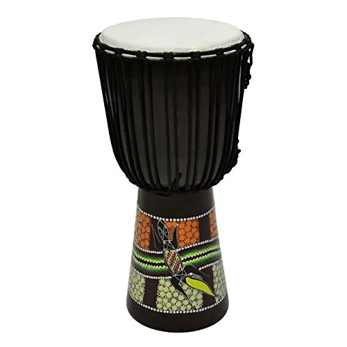 Djembe GECKO Trommel im Afrika-Style – Durchmesser: 22 cm - Farbe: schwarz bunt