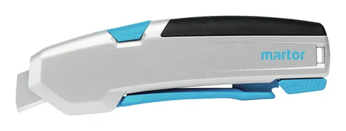 MARTOR SECUPRO 625 Sicherheitsmesser mit Trapezklinge - Cuttermesser mit ergonomischem Zangengriff, Aluminium-Griff und vollautomatischem Klingenrückzug für maximale Sicherheit und Komfort.