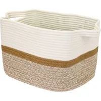 HMF 39011-36CM-80 Aufbewahrungskorb  Griffen Korb Baumwolle 36 x 30 x 25 cm Weiß-Braun