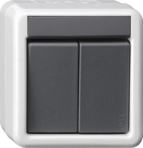 Gira 516130 Taster BA 2fach 1 Punkt WG Aufputz Grau - Sonstige Elektroinstallationsartikel, wassergeschützter Taster-Busankoppler für KNX mit 1-Punkt-Bedienung und IP44 Schutz, ideal für den Einsatz in feuchten Räumen.