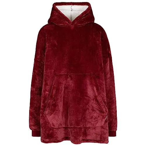 Trespass Cosiness Hoodie in Dunkel-Kirsche - Genießen Sie stilvollen Komfort mit dem Trespass Cosiness Hoodie. Der übergroße Kapuzenpulli bietet weiches Sherpa-Fleece und eine praktische Fronttasche – ideal für kalte Tage und unterwegs.