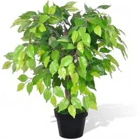 vidaXL Birkenfeige Ficus benjamini Kunstpflanze 60 cm - Künstliche Pflanze mit 420 realistisch aussehenden Blättern, ideal für Allergiker. Kompakt für kleine Räume, perfekt für Innen- und Außendekoration.
