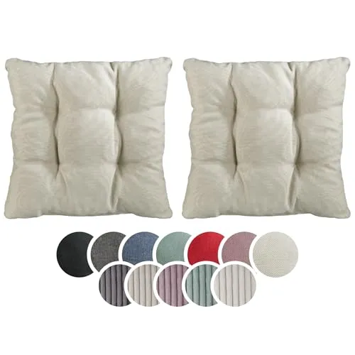 sleepling Stuhlkissen 2er-Set, weicher Möbelstoff, 38 x 38 cm, Sitzkissen in Farbe beige