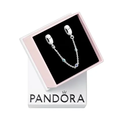PANDORA Sicherheitskette Silber mit Blauen Steinen in blau von Pandora