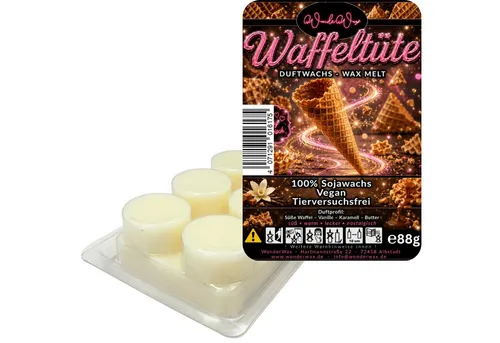 WonderWax Duftwachs WonderWax® Duftriegel 6 x Duftwachs Kreise Weiß, 100% Sojawachs (Waffeltüte), Duftrichtung: Vanille Waffeltüte