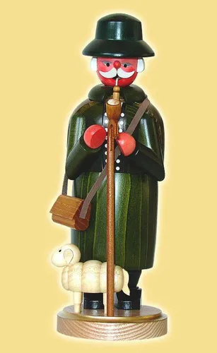 Räuchermann Schäfer mit Schaf 23cm - Räucherfigur aus Holz, handgefertigt in Deutschland. Perfekt für Wohnzimmer, Küche oder Büro und bringt ganzjährig gemütliche Atmosphäre.