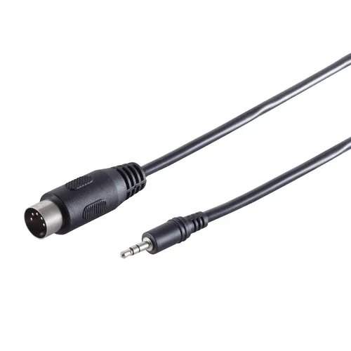 Adapterkabel, DIN Diodenstecker 5-pol. - 3,5mm Stereo Klinkenstecker, schwarz, 1,5m