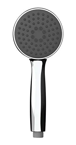 WENKO Duschkopf Mod. Basic Grau, langlebige Universal-Handbrause, praktische Duschbrause mit Regenwasserstrahl, einfache Kalkreinigung, hochwertiger Kunststoff verchromt, Ø 10 cm