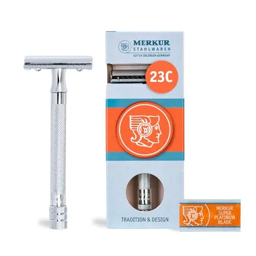 Merkur Razor, Straight Comb, langer Griff, helles Chrom
