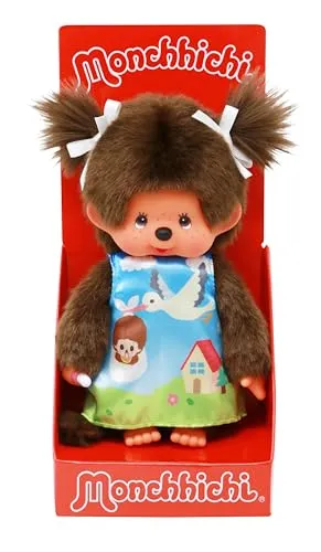 SEKIGUCHI Monchhichi Plüschfigur Mädchen im Storchenkleid 20cm