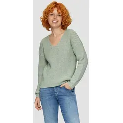 QS Longpullover in Melange-Optik - Salbeigrün XL - Stylischer Strickpullover mit überschnittenen Schultern für einen lässigen Look. Perfekt für jede Jahreszeit und angenehm zu tragen.