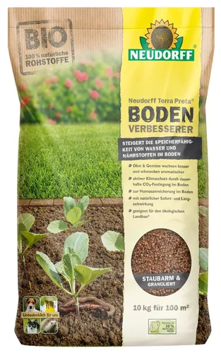 Neudorff Terra Preta BodenVerbesserer 10 kg - Dünger für gesunde Böden, verbessert die Bodenstruktur und fördert das Pflanzenwachstum, ideal für Garten und Landwirtschaft.