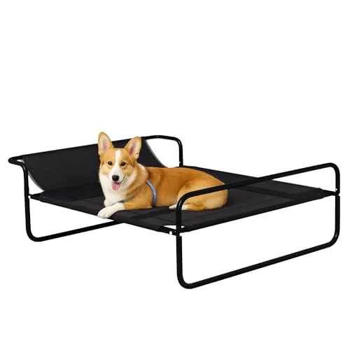 PawHut Hundeliege Outdoor, Erhöhtes Hundebett mit Mesh-Bezug - Hundebett für kleine und mittelgroße Hunde mit atmungsaktivem Mesh für optimale Luftzirkulation und erhöhtem Design für Kühlung und Komfort.