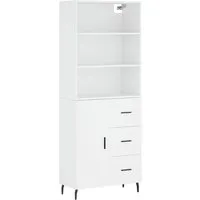 vidaXL Highboard Weiß 69,5x34x180 cm - Elegantes Highboard aus hochwertigem Holzwerkstoff mit viel Stauraum und stabilen Eisenbeinen – ideal für ein stilvolles Wohnzimmer!