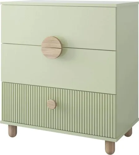 ZEE LOFT Kommode Mint 79,7 x 48 x 90,2 cm 3 Schubladen Möbel Wohnzimmer Schlafzimmer mit MDF Fronten Vollauszug Schubladen Buchenholz Füße Modernes Design