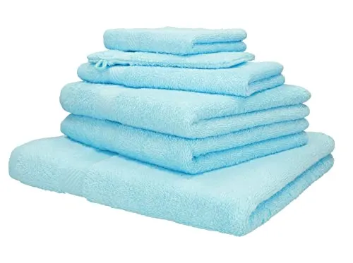 Betz 6-TLG. Handtuch-Set Palermo aus 100% Baumwolle – türkis - Hochwertiges Handtuch-Set mit 1 Liegetuch, 2 Handtüchern, 1 Gästetuch, 1 Waschhandschuh und 1 Seiftuch. Pflegeleicht, langlebig und ideal für jedes Bad – für besten Komfort und zeitloses Design.