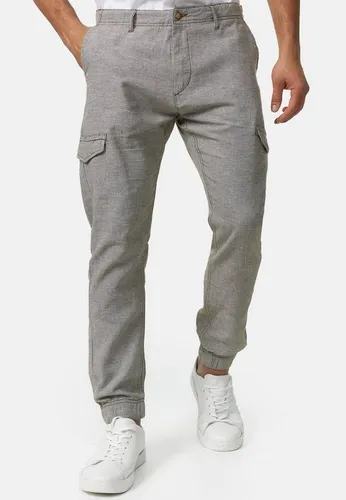 Indicode Herren Booth Cargohose aus Leinen & Baumwolle - Wanderhosen mit lässigem Cargo-Stil und 6 praktischen Taschen. Hoher Tragekomfort und elastische Bündchen für eine moderne Passform.