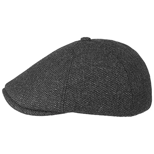 Lipodo Rapallo Melange Herren Flatcap Gefütterte Wolle Schirmmütze Schlägermütze Sechsteilige Schiebermütze Herbst Winter anthrazit L (59-60 cm)