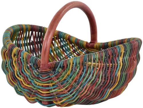 Rattan Einkaufskorb - Bunt-Mix - Kompakter Rattan Einkaufskorb in bunten Farben, ideal für den täglichen Einkauf. Mit praktischem Griff und ovaler Form, perfekt für stilvolle Aufbewahrung.