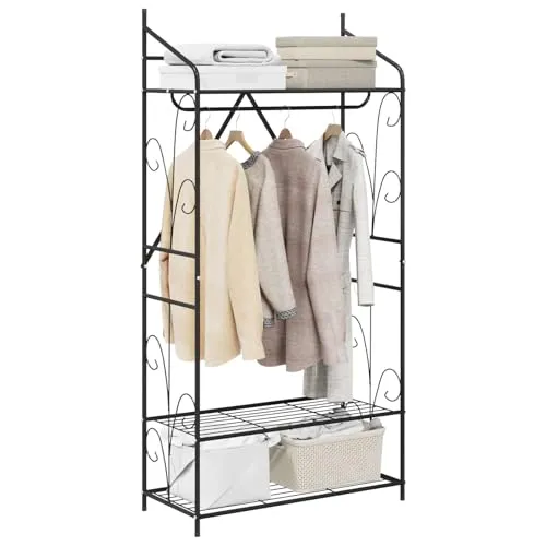 vidaXL Offener Kleiderschrank Uni 78 x 36 x 158 cm – Moderner Kleiderständer - Moderner Kleiderschrank mit offenem Design für schnellen Zugriff auf Kleidung. Robuste Metallkonstruktion, ideal für kleine Räume und urbanen Stil. Praktische Regale sorgen für Ordnung und Übersicht.