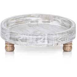 Marrakesch Dekotablett Loka 30cm, rund - Dekotablett aus massivem Holz, handgeschnitzt und vielseitig einsetzbar - ideal als stilvolles Deko-Element oder praktisches Küchenutensil.