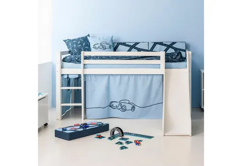 Hoppekids Hochbett «Cars» Rutsche & Vorhang Blau und viel Auswahl