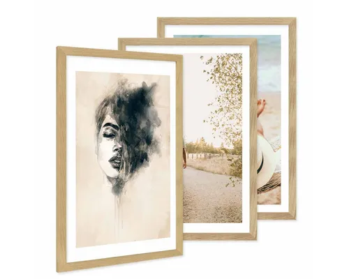 PHOTOLINI Bilderrahmen 3er Set breite Rahmen, extra Zubehör, (3er Set), im modernen Stil für Ihre stilvolle Wanddekoration