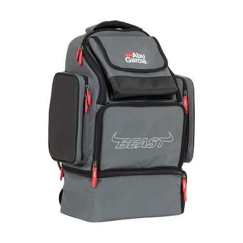 ABU GARCIA Beast Pro Rucksack Angeltasche - Praktische Angeltasche mit wasserabweisendem Material, 4 Angelboxen und Kühltaschenfach – perfekt für Angler mit viel Equipment.