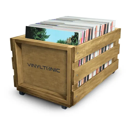 Produktbild Vinyl-LP-Aufbewahrungskiste aus Holz für Schallplatten in Holzfarben, Groß, Retr