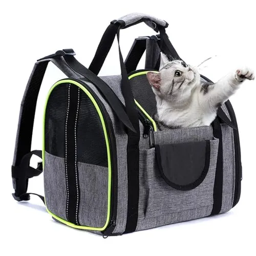 Erweiterbar Katzenrucksack, Katzen Rucksack, Hunderucksack für Katzen, Belüftetes Design, Faltbare, für Hunde Katzen Haustiere, 43 * 28 * 34cm