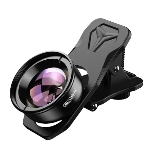 Apexel HD-Objektiv 100 mm Makroobjektiv für Smartphones - Vorsatzlinse für detailreiche Nahaufnahmen, hochwertig aus optischen Gläsern und Aluminium, kompatibel mit 99% der Smartphones, ideal für Naturfotografie und kreative Projekte.