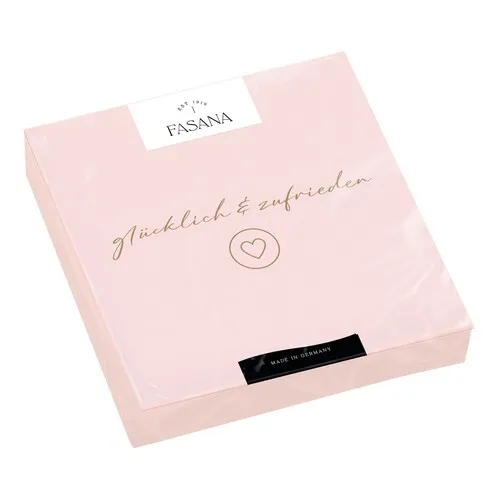 Servietten Glücklich & zufrieden Spruch Herz Gäste Rosa Tischdeko 33x33cm 20