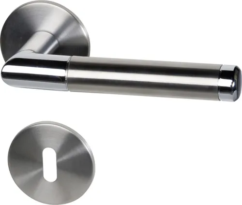 Alpertec BB-Rosettengarnitur Ruben Edelstahl silber rund - Elegante Rosettengarnitur aus Edelstahl in Silber, rund gestaltet. Ideal für moderne Türen, bietet eine stilvolle Ergänzung für Ihr Zuhause.
