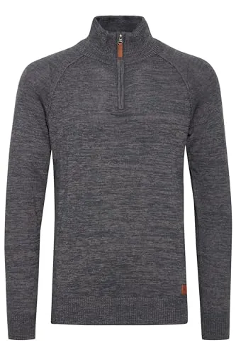 Blend BHDanovan Herren Strickpullover Troyer Feinstrick Pullover mit Troyerkragen Reißverschluss Rippbündchen Baumwollmischung Regular fit, Größe:L, Farbe:Ensign Blue (70260)