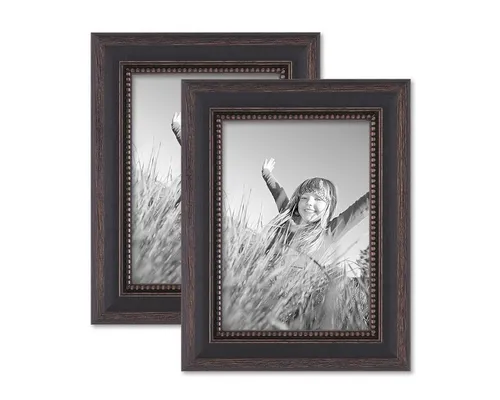 PHOTOLINI Bilderrahmen 2er Set im Shabby-Chic Landhaus-Stil Massivholz