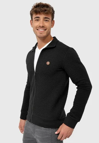 Indicode Herren Bermie Sweatjacke mit Stehkragen - Funktionsjacken aus weichem Baumwollmaterial, sportlich und klassisch, mit durchgehendem Reißverschluss und stylischem Kunstleder-Logo-Patch für hohen Tragekomfort.
