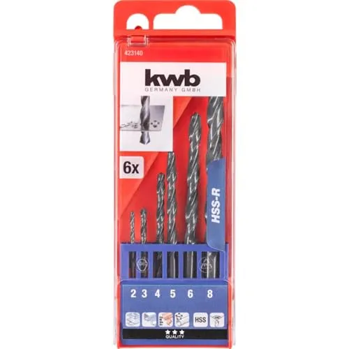 kwb HSS Metallbohrer-Set – Spiralbohrer-Satz für Metall, 6-teilige Werkzeug-Box, Bohrmaschinenbohrer