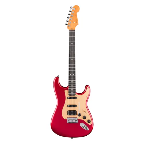 Fender American Ultra II Stratocaster HSS EB Sinister Red - Hochwertige E-Gitarre mit ergonomischem Erlekorpus und modernem D-Profil. Vielseitige Tonabnehmer-Kombination für kraftvolle Sounds. Inklusive Deluxe Molded Case!