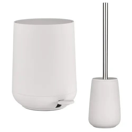 ZONE Denmark Nova Bad Set Pedaleimer 5L - Badezimmerzubehör-Set in modernem Design, inklusive grauem Kosmetikeimer und Toilettenbürste – ideal für stilvolle und funktionale Badezimmer.