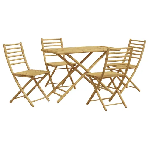 vidaXL 5-tlg. Garten-Essgruppe aus Bambus - Elegante Gartenmöbel-Sets aus strapazierfähigem Bambus, wasserfest und ideal für entspanntes Essen oder Relaxen im Freien. Klappdesign für einfache Lagerung und Transport.