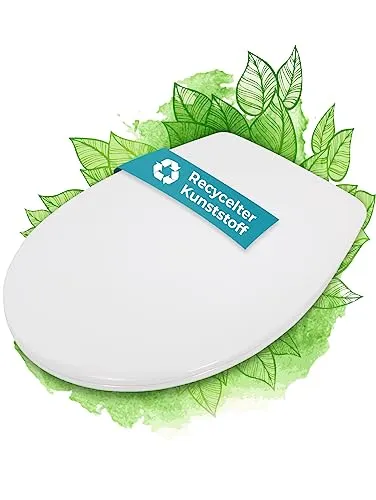 Calmwaters® Nachhaltiger Toilettendeckel mit Absenkautomatik - Nachhaltiger WC-Sitz aus 100% recyceltem Kunststoff, umweltfreundlich und einfach zu montieren. Ideal für gängige WCs mit Soft-Close-Funktion und bis 250 kg belastbar.
