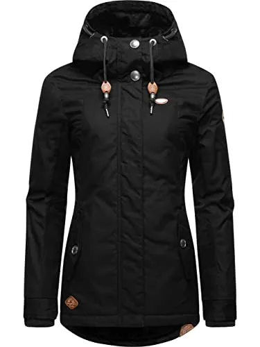 Ragwear Damen Winterjacke Monade Intl Black 22 Gr. L - Funktionsjacke mit kuscheligem Fleece-Futter, wasserabweisendem Obermaterial und tailliertem Schnitt - ideal für kalte Tage und Outdoor-Aktivitäten!