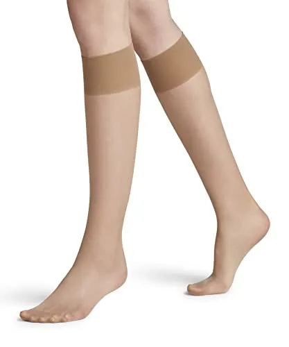 FALKE Damen Kniestrümpfe Seidenglatt 15 DEN W Kh transparent einfarbig 1 Paar, Hautfarben Cocoon 4859, 35-38