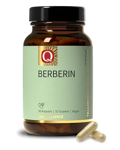 Quintessence Berberin Kapseln hochdosiert 90 Stk. - Vegan und rein - Apfelessig-Kapseln mit 97% reinem Berberin-HCl, schonend extrahiert ohne chemische Lösungsmittel, ideal für höchste Bioverfügbarkeit und Qualität aus Deutschland.