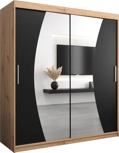 Kleiderschrank, Schiebetürenschrank Schlafzimmer, Schrank mit Spiegel WAVE 180 cm